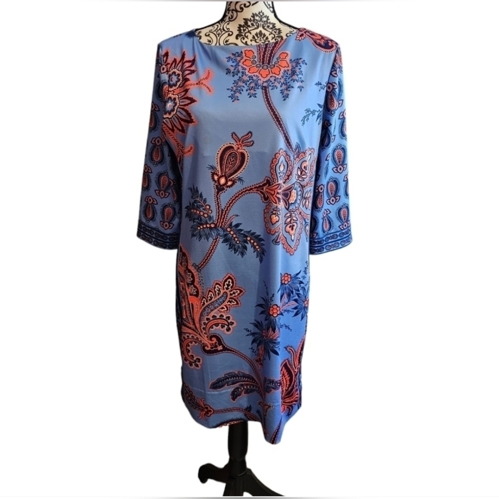 Gretchen Scott sz large blue navy red dress new - Picture 7 of 9